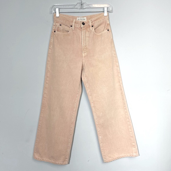 SLVRLAKE Grace High Rise Ankle Jeans Size 24 Dusty Pink Coral Wide Leg USA Made - Picture 6 of 16